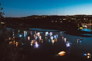 Downtown Austin at night, where the city's ghost tours gather